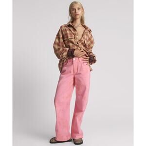 NWT FREE PEOPLE OneTeaspoon Jackson Mid-Rise Wide-Leg Jeans $158 SZ 30 Pink Kiss